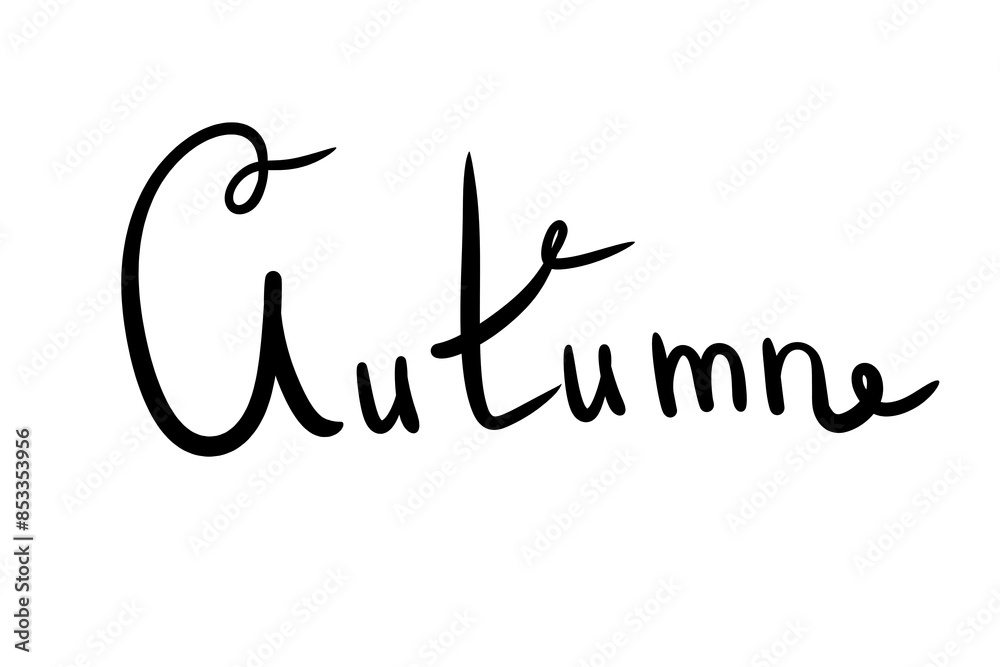 Lettering word Autumn in black illustration