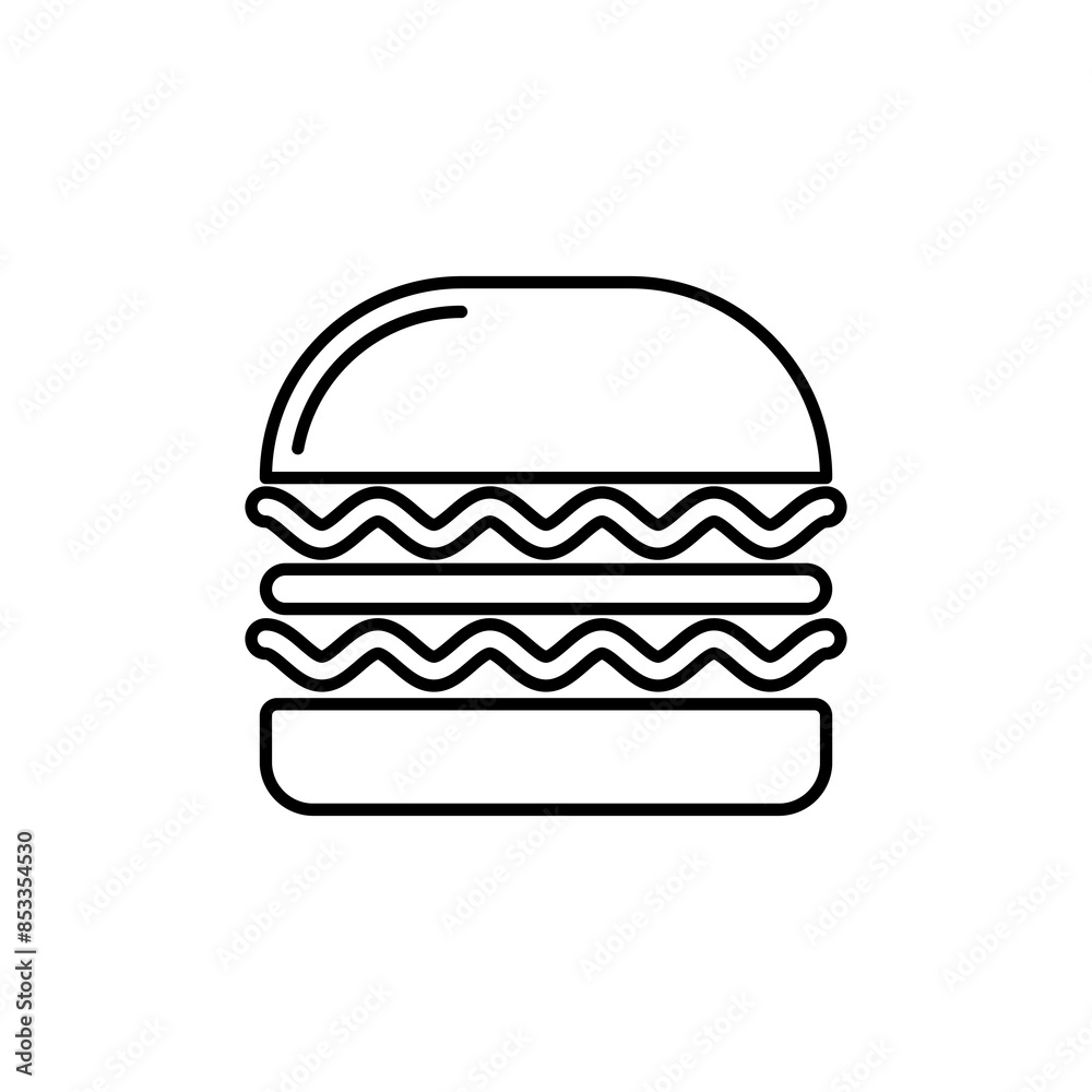 Burger icon vector. Hamburger, fast food symbol, icon in outline style isolated on white background. Perfect us for websites, print, etc.
Burger icon vector. Hamburger, fast food symbol, icon in outline style isolated on white background. Perfect us for websites, print, etc.