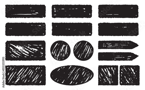 手描き図形セット：丸・四角・長方形