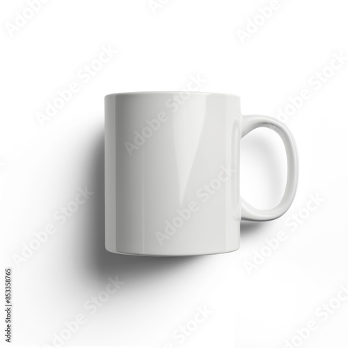 White Mug Laying on Flat White Surface | Isolated on Transparent & White Background | PNG File with Transparency