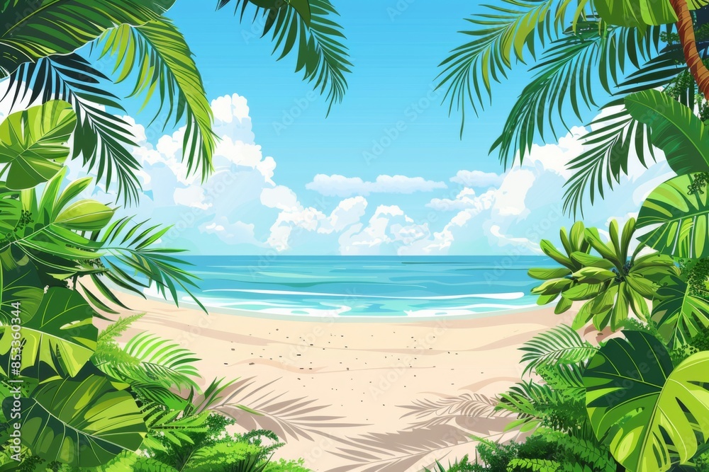 Summer Background illustration created with Generative AI Summer Background illustration created with Generative AI