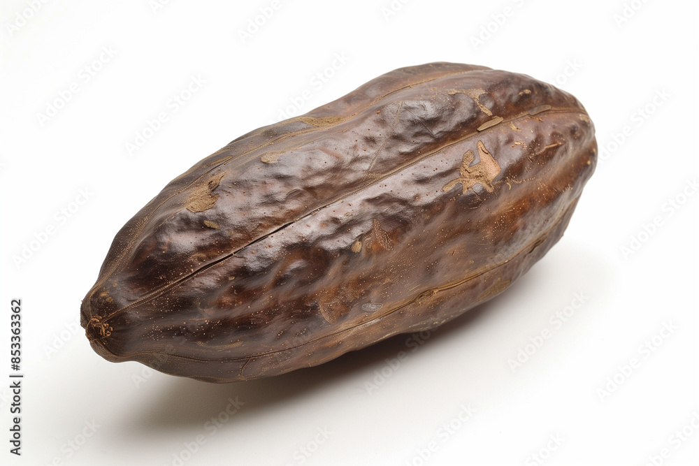 Single Cacao Cocoa Bean on Solid White Background, Chocolate Single Cacao Cocoa Bean on Solid White Background, Chocolate