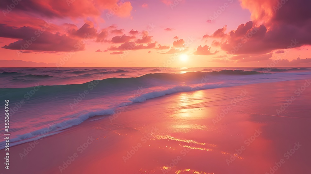 Fototapeta premium sunset on the beach and sea