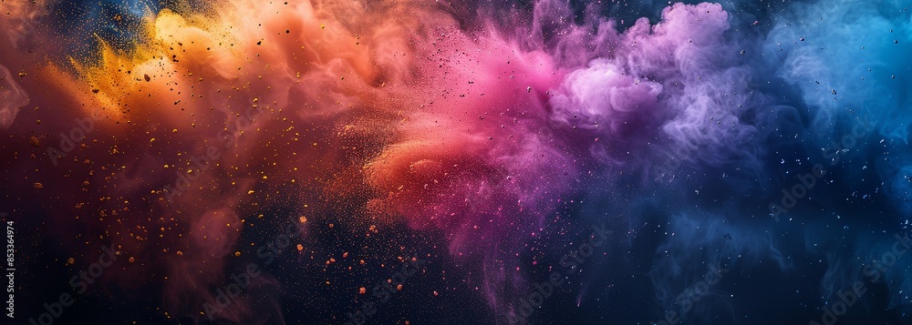 Naklejka premium Abstract multicolored powder splatter background. Multicolored powder exploding