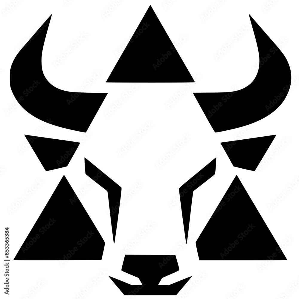 Geometric bull head silhouette