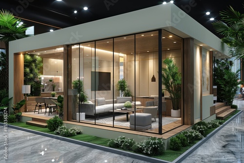 A booth of real estate project showcase interior in exhibition