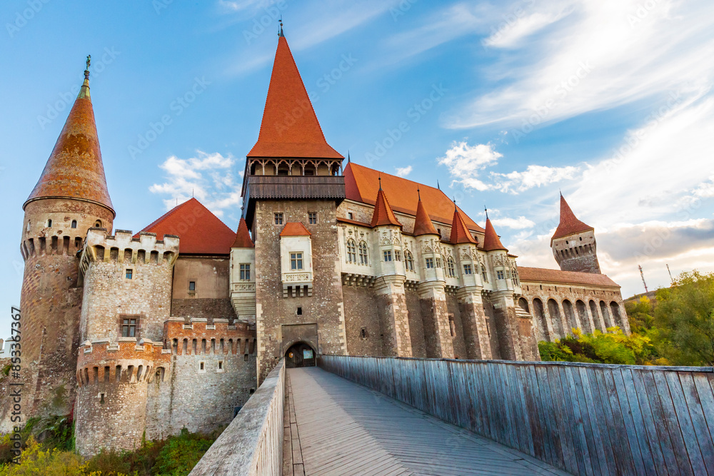 Europe, Romania, Hunedoara. Corvin Castle, Gothic-Renaissance castle, one of the largest castles in Europe. Europe, Romania, Hunedoara. Corvin Castle, Gothic-Renaissance castle, one of the largest castles in Europe.