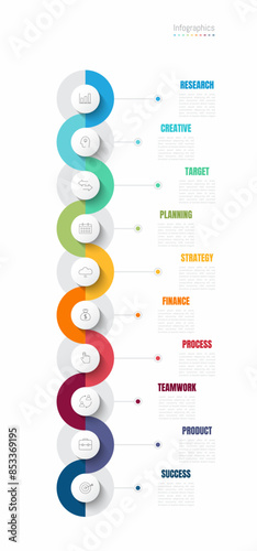 Infographic 10 options design elements for your business data. Vector Illustration.