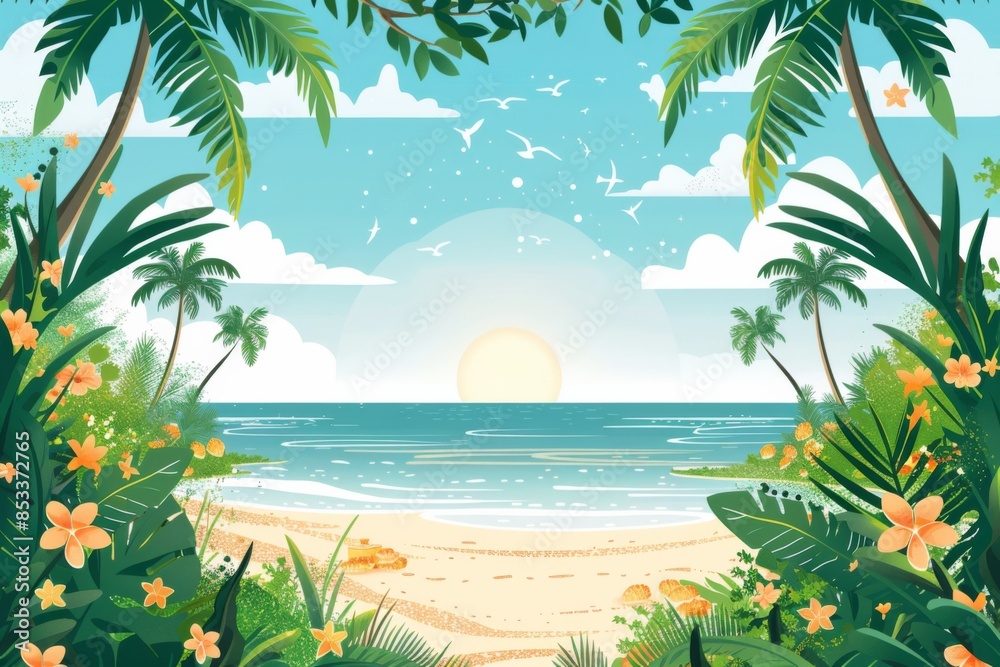Obraz premium Summer Background illustration created with Generative AI