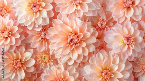 A close up of many pink flowers with yellow centers. The flowers are arranged in a way that they are overlapping each other, creating a sense of depth and dimension. Scene is one of beauty