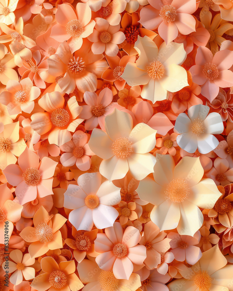 Blooming Beauty A Stunning Array of Paper Flowers in Various Shades of Peach, Cream, and White, Creating a Beautiful and Delicate Floral Pattern Perfect for Aesthetic and Decorative Designs Blooming Beauty A Stunning Array of Paper Flowers in Various Shades of Peach, Cream, and White, Creating a Beautiful and Delicate Floral Pattern Perfect for Aesthetic and Decorative Designs