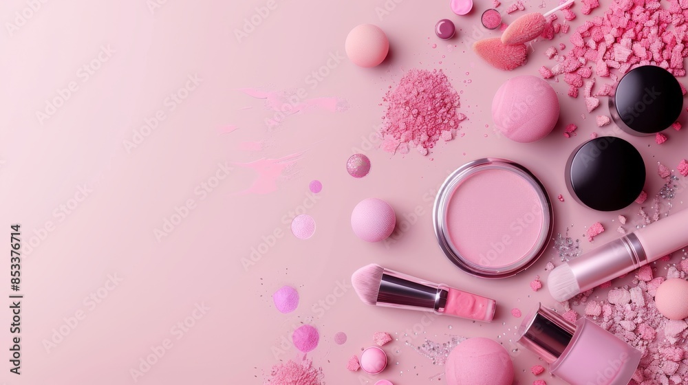 Pink Makeup Products Flat Lay Pink Makeup Products Flat Lay