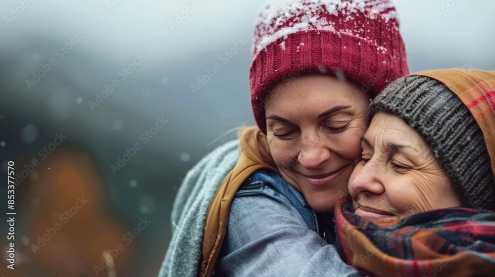 The healing power of love: woman hugging her mother with cancer The healing power of love: woman hugging her mother with cancer