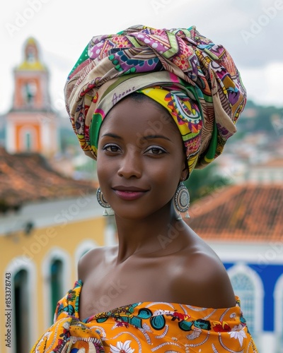 Beautiful Bahiana in Traditional Dress in Salvador

