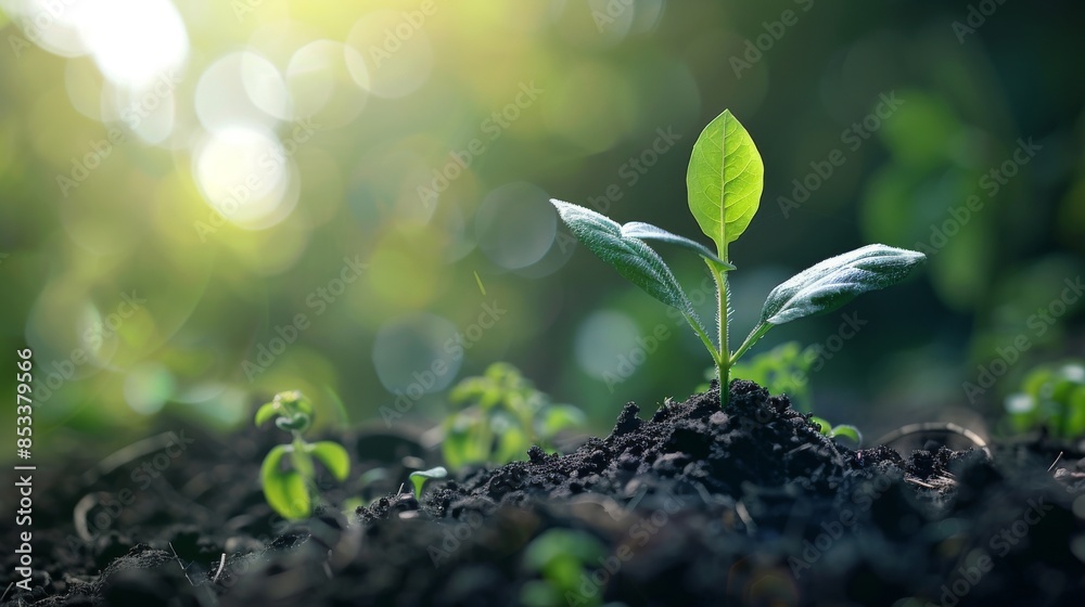 Bright Morning Sun Illuminates Young Plant Bright Morning Sun Illuminates Young Plant