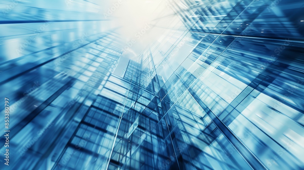 Upward Perspective of Blue Glass Skyscrapers Upward Perspective of Blue Glass Skyscrapers