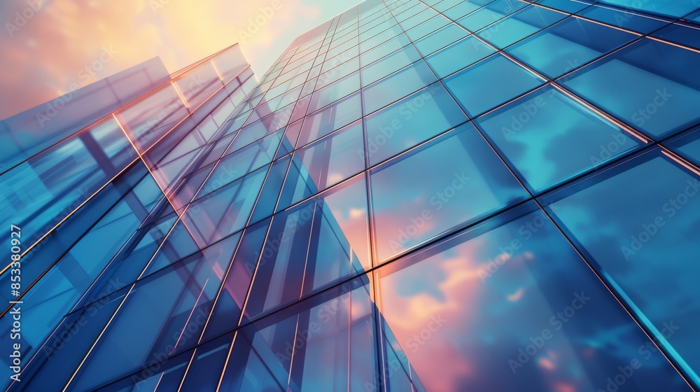 custom made wallpaper toronto digitalReflective Glass Building at Sunset