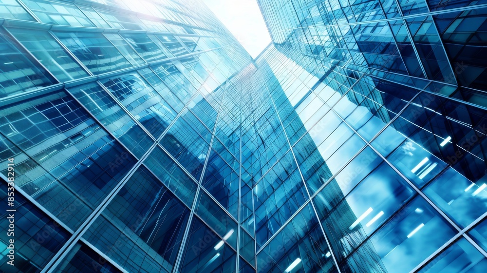Modern Blue Glass Skyscrapers in Cityscape Modern Blue Glass Skyscrapers in Cityscape