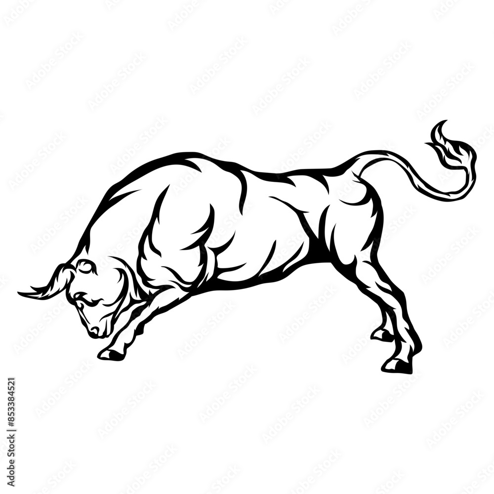 Fototapeta premium Bull Goring Pose