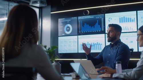 Fit Executive Showcasing Data Dashboard to Stakeholders
