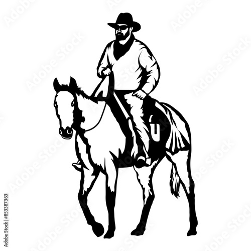Cowboy Rancher Riding Horse