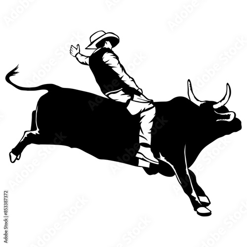 Cowboy Riding Bull