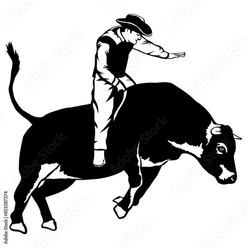 Cowboy Riding Bull