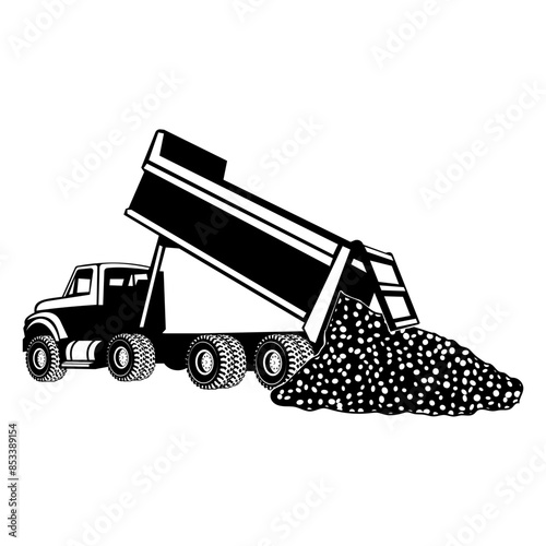 Dump Truck Unloading Stones