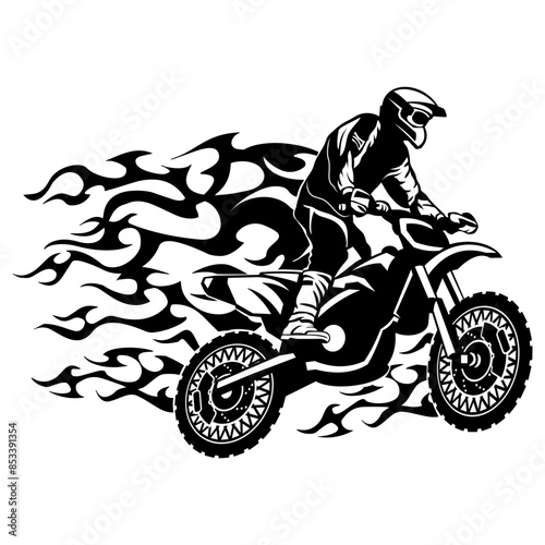 Flaming Motocross Rider  Design