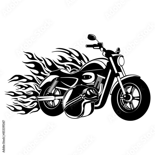 Flaming Motorcycle and Helmet Motorcycle, Motorcycle Logo Motorbike Motorcycle photo