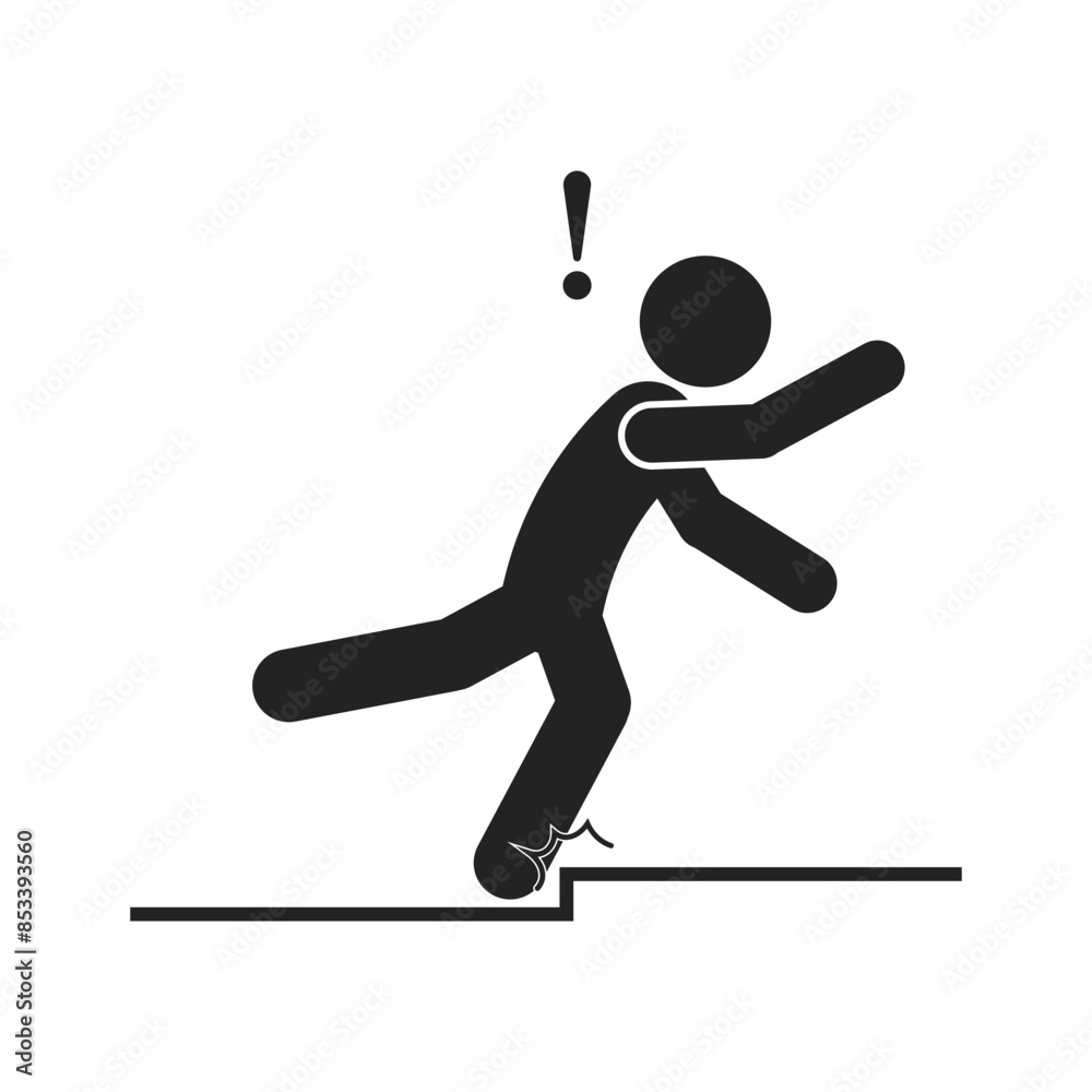 Isolated pictogram icon watch your step, uneven floor surface, for safety sign label