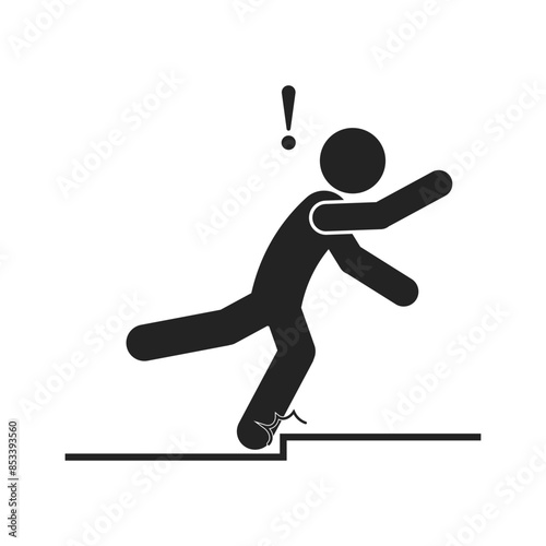 Isolated pictogram icon watch your step, uneven floor surface, for safety sign label