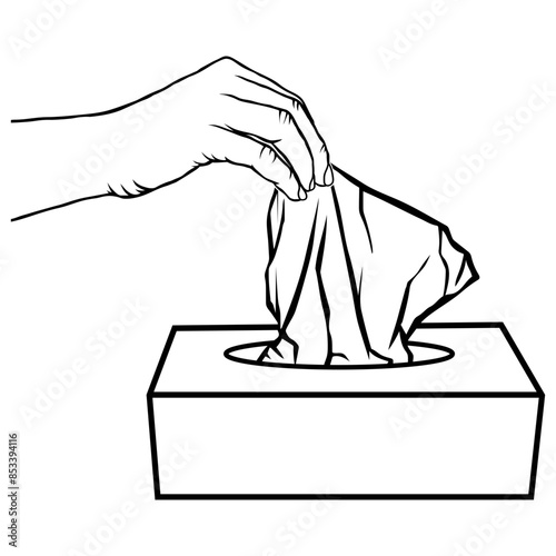 hand pulling tissue from a box