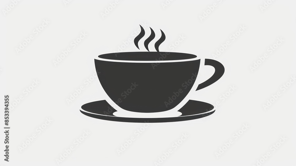 Simple Black and White Cup of Coffee Icon Simple Black and White Cup of Coffee Icon