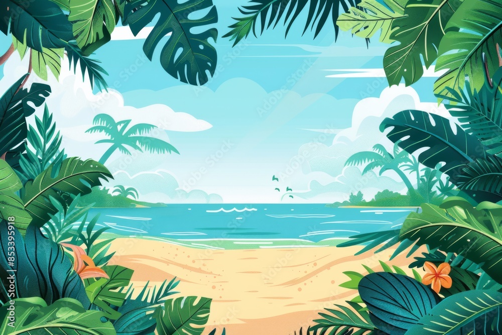Fototapeta premium Summer Background illustration created with Generative AI
