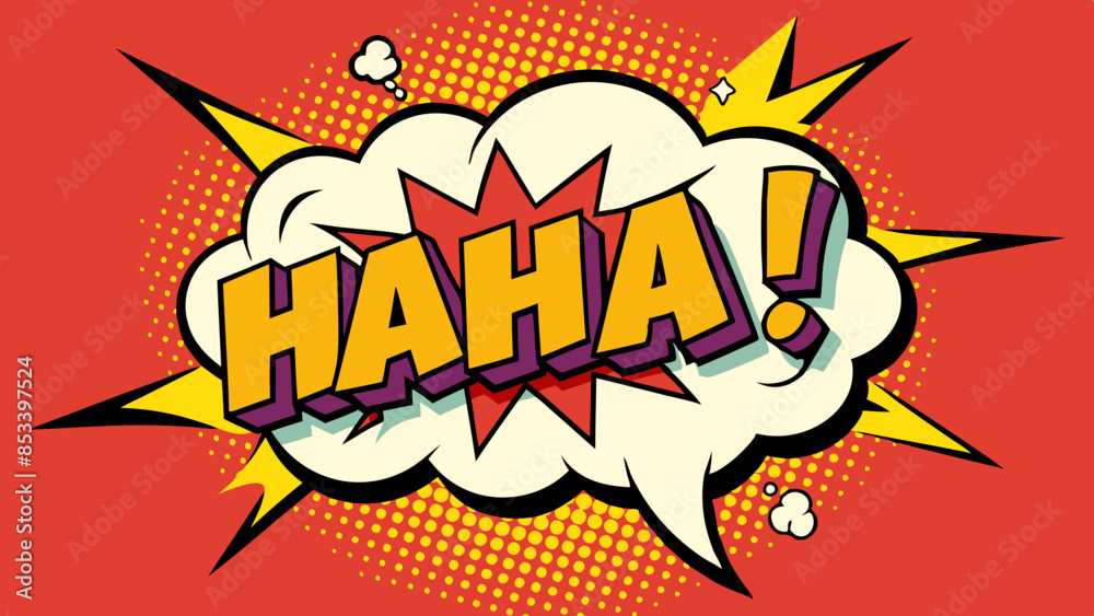 Text haha comic style pop art speech bubble