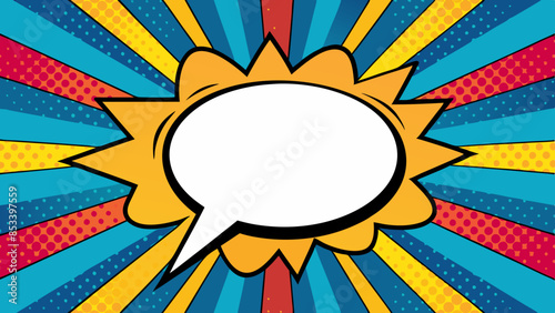 Comic illustration of a speech bubble with a sunburst design for conveying a loud message