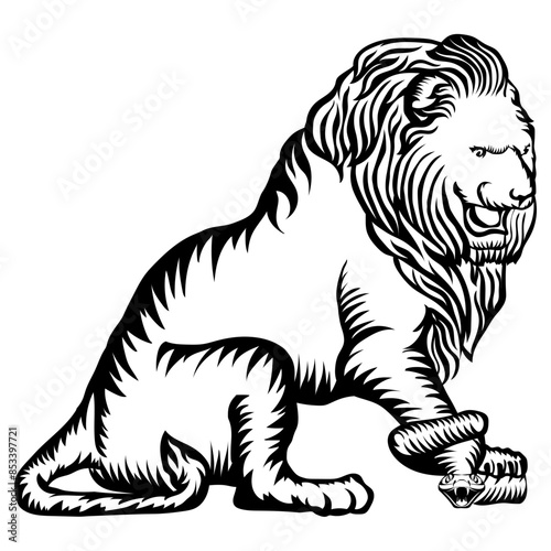 Lion Crushing Snake