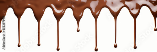 melted chocolate dripping on white background