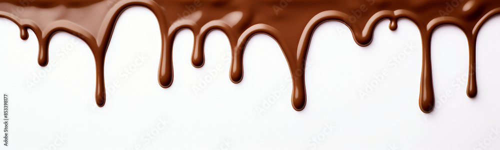 melted chocolate dripping on white background melted chocolate dripping on white background