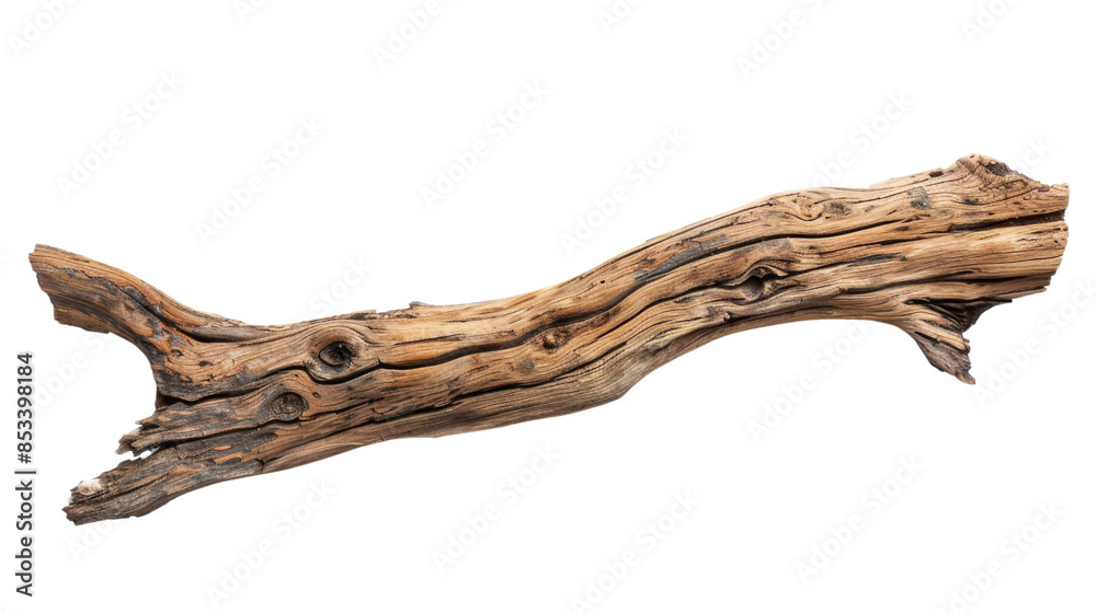 Driftwood plank on white background Driftwood plank on white background