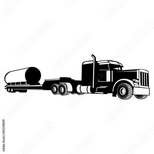 Lowboy Trailer Truck Hauling