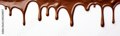 melted chocolate dripping on white background