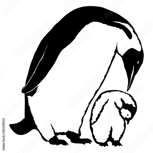 Mama Penguin and Baby Penguins Antarctica Animals Penguin