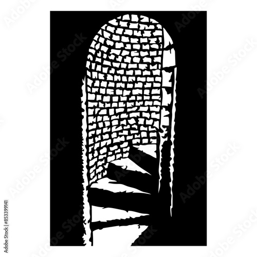 Medieval Stone Spiral Staircase Dungeon