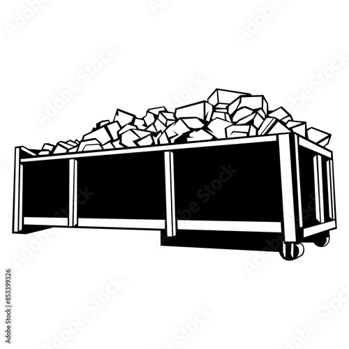 Metal Waste Container with Building Debris