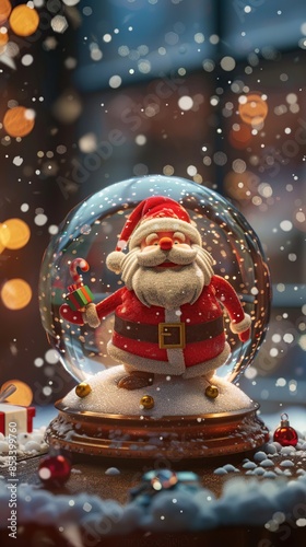 santa claus in snow globe. Holiday Christmas background with snowball © zipop