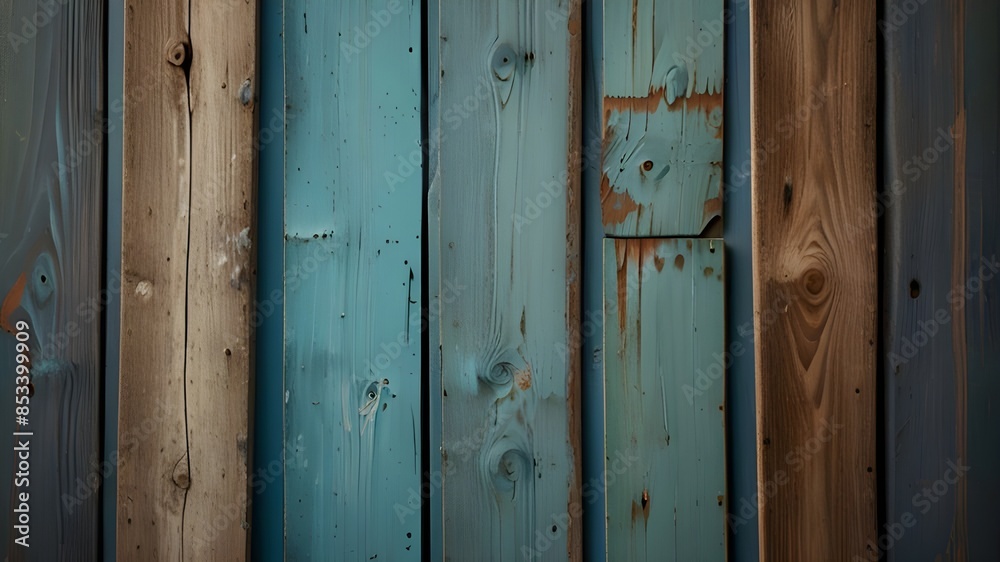 old shabby painted blue boards, wooden background Generative AI