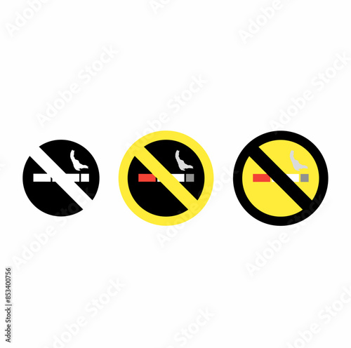 three types of signs prohibiting smoking with various variations. inside the black circle, inside the yellow circle. inside the center line circle Free Download three types of signs prohibiting smoking with various variations. inside the black circle, inside the yellow circle. inside the center line circle - GFXLoad