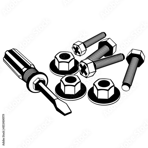 Screwdriver and Bolts Handyman Repirman Handyman